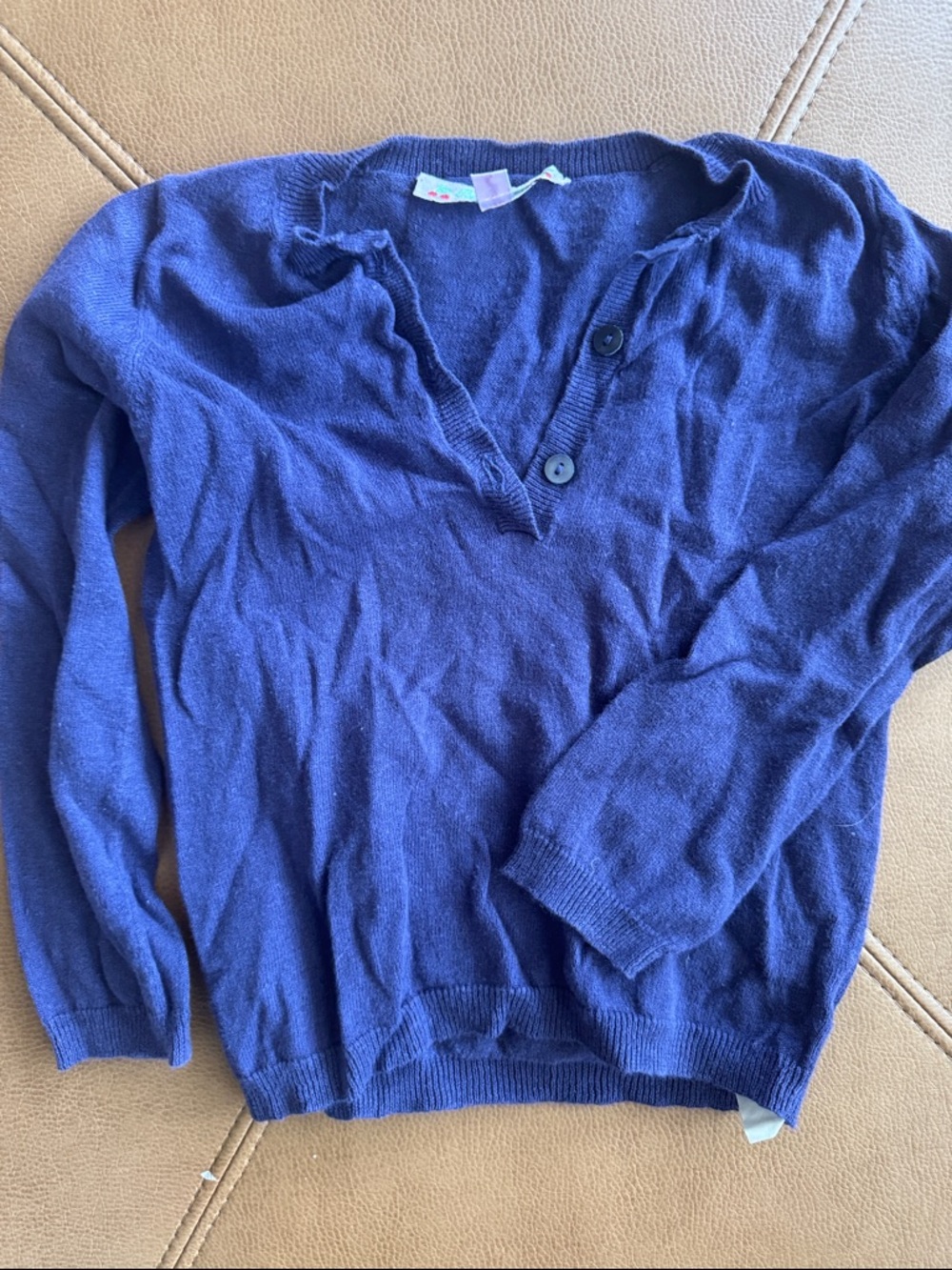 Bonpoint girls indigo Blue V-Neck Button sweater 3T